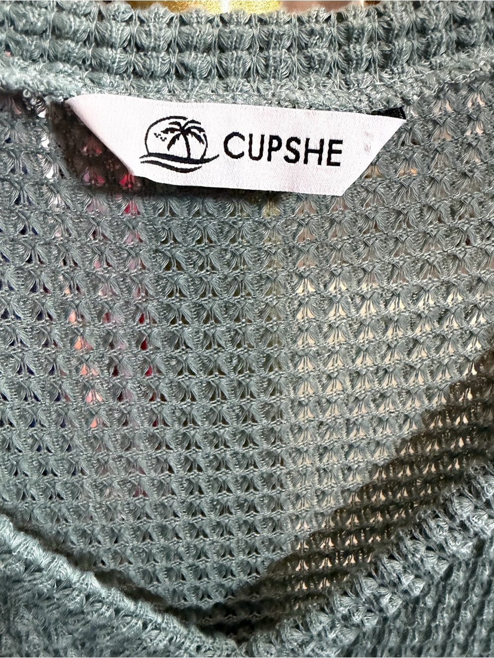 CUPSHE Mint Green Waffle-Knit V-Neck Swim Cover-Up (Size:M) - Picture 3 of 4